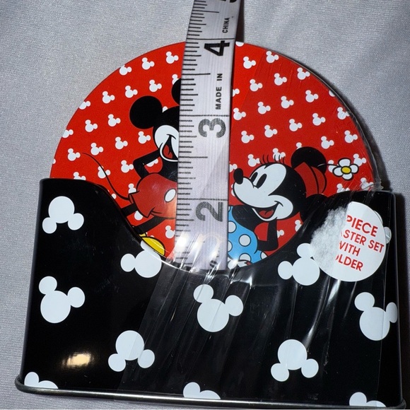 Disney Mickey & Friends 6 Piece Coaster Set Mickey Minnie Mouse Black White Red - Picture 8 of 9